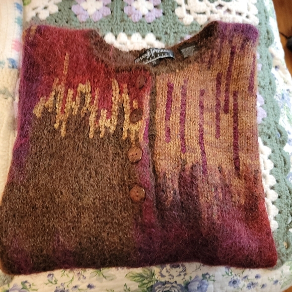 Jeanne Pierre Mohair Pullover Multicolor Design Oversized Vintage Sweater Size M - Picture 2 of 7